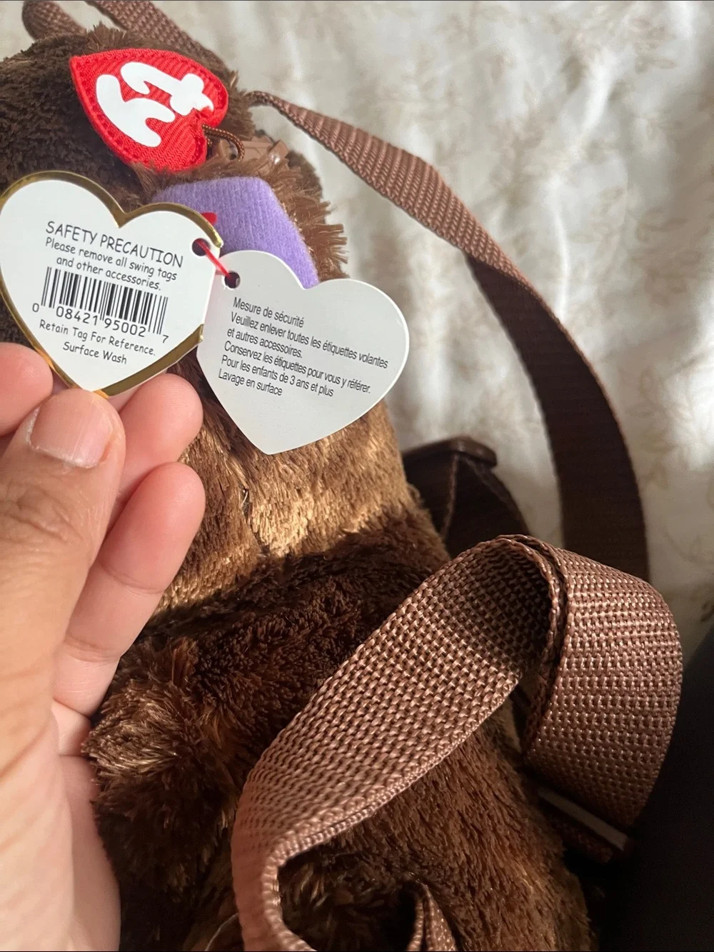TY GEAR BEANIE BOOS COCONUT THE MONKEY PLUSH mini BACKPACK WITH ORIGINAL TAGS.